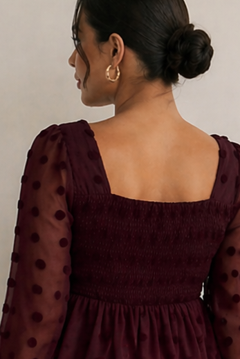 Pünktchen Chiffon Umstands- und Stillbluse mit Ballonärmeln