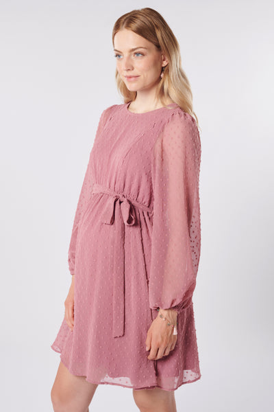 Pünktchen Chiffon Umstands- und Stillkleid altrosa