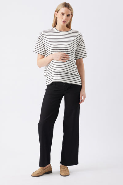 Relaxed Wide Leg Überbauch Umstandsjeans schwarz