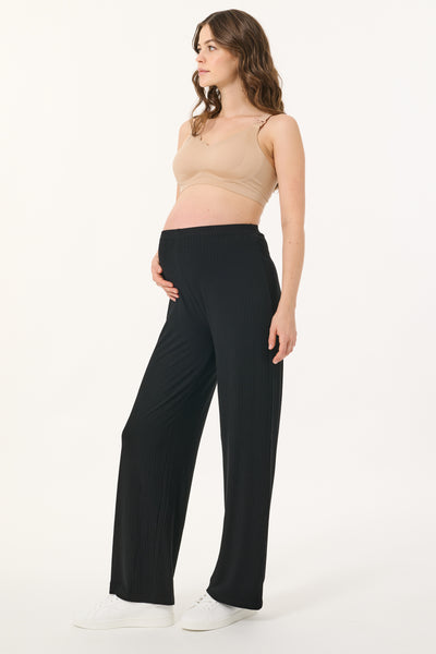 Ribb Eco Viscose Wide Leg Maternity Trousers