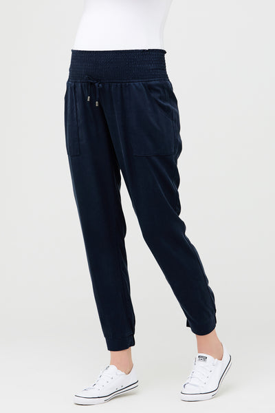 Tencel Umstandshose mit gesmoktem Bund