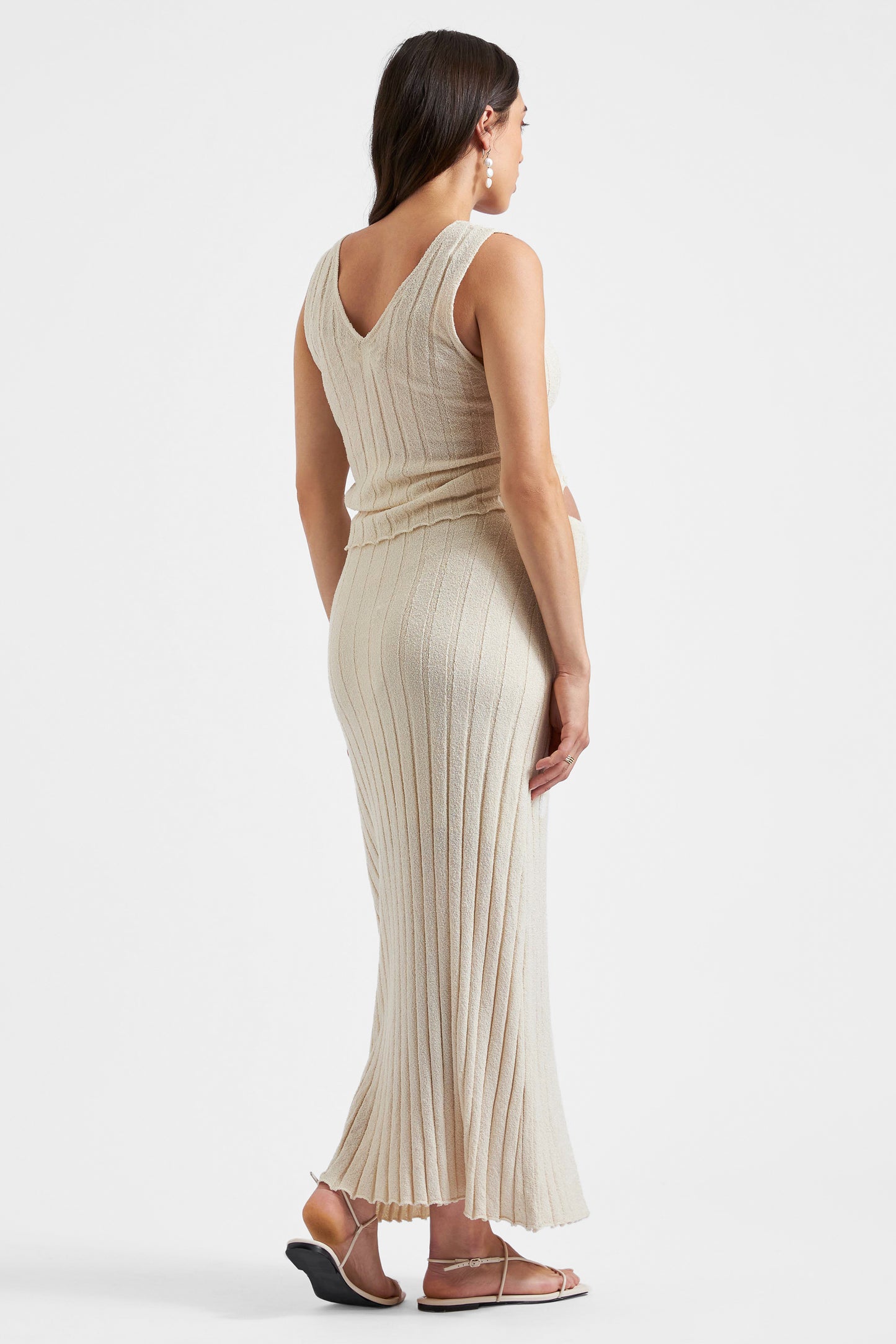 Rippstrick Maxi Umstandsrock sand