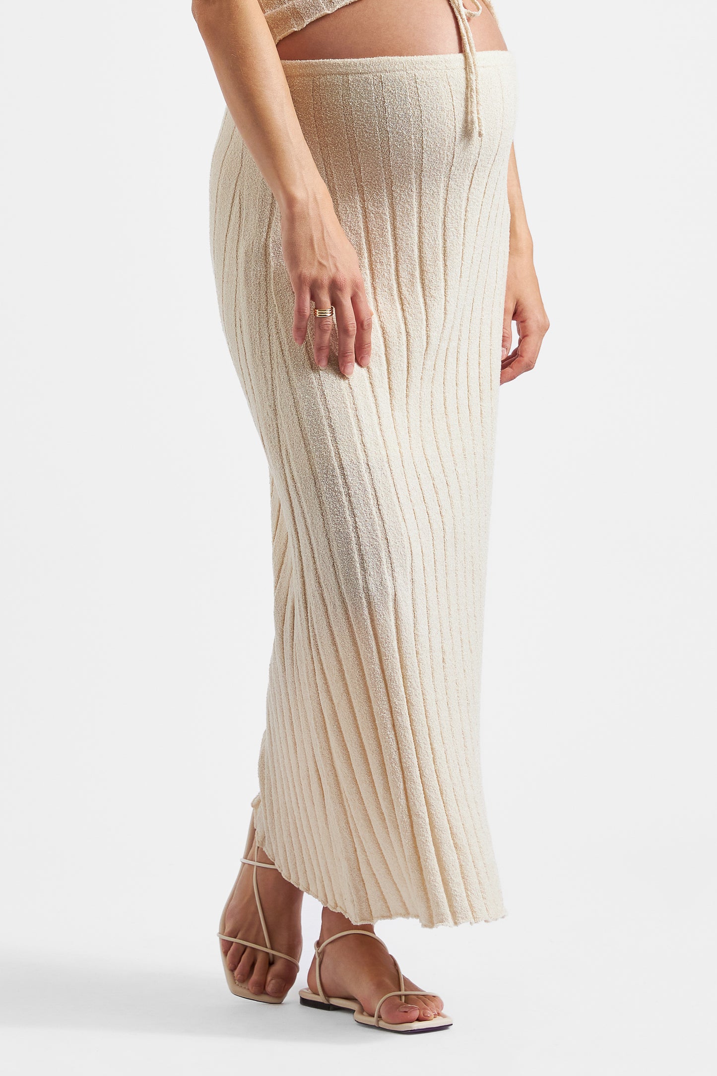 Rippstrick Maxi Umstandsrock sand