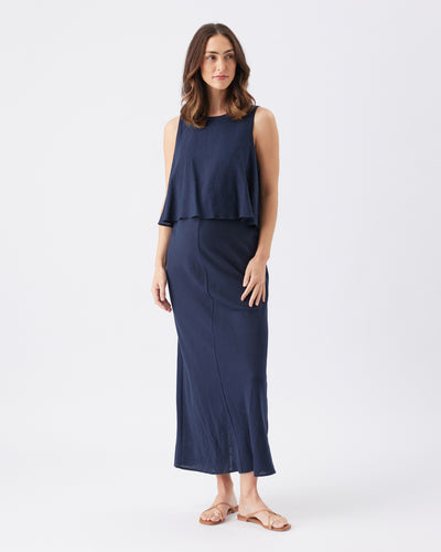Umstands- und Stillkleid aus Leinen navy