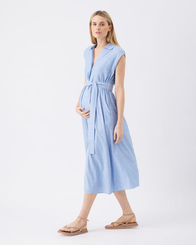 Umstands- und Still-Hemdblusenkleid Streifen blau/weiß