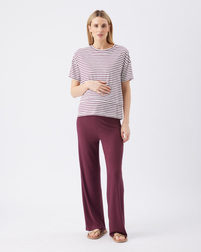 Ribbed Umstandshose Straight Leg maroon