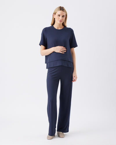 Ribbed Umstandshose Straight Leg navy