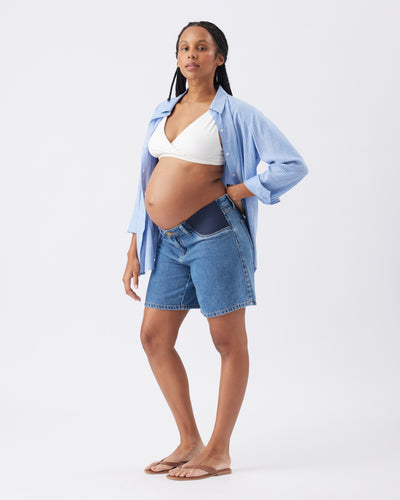 Maternity shorts denim classic wash