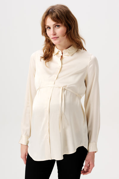 Satin Umstands- und Stillbluse mit Bindegürtel