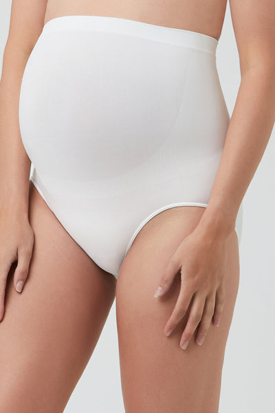 Seamless high-waisted maternity briefs, white