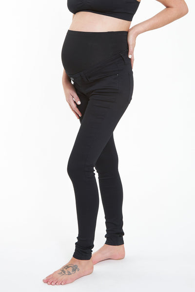 Skinny maternity jeggings with over-the-belly waistband