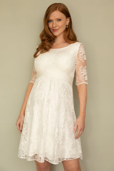 Exquisite maternity and nursing wedding dress with integrated sash
