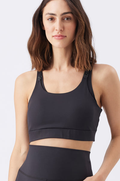 Sports nursing bra crop top black