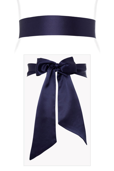 Satin sash, dark blue