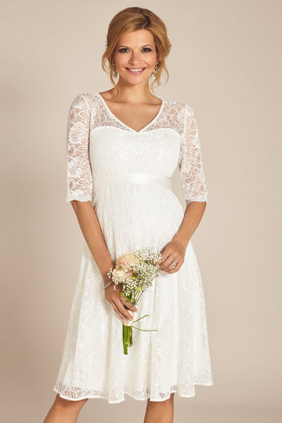 A-line maternity wedding dress with 3/4 sleeves