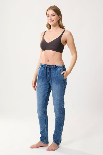 Tapered Organic Umstandsjeans mit elastischem Bund und Tunnelzug