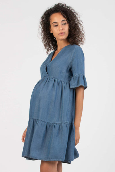 Tencel Umstandskleid in Denim-Optik