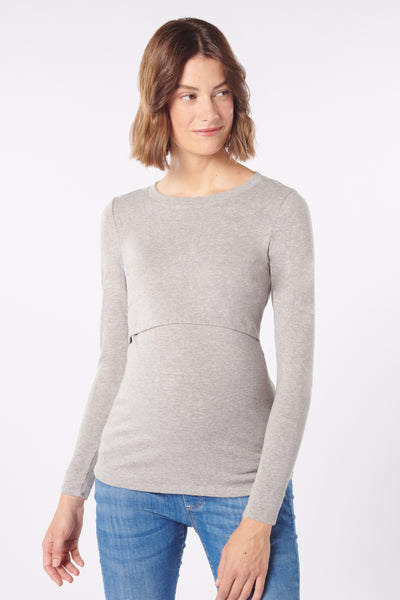 Thermal maternity and nursing sweater made of fine knit