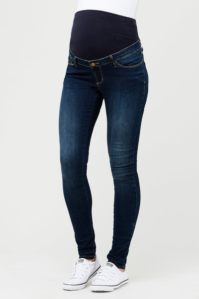 Skinny Umstands Jeggings mit Überbauchbund dark indigo