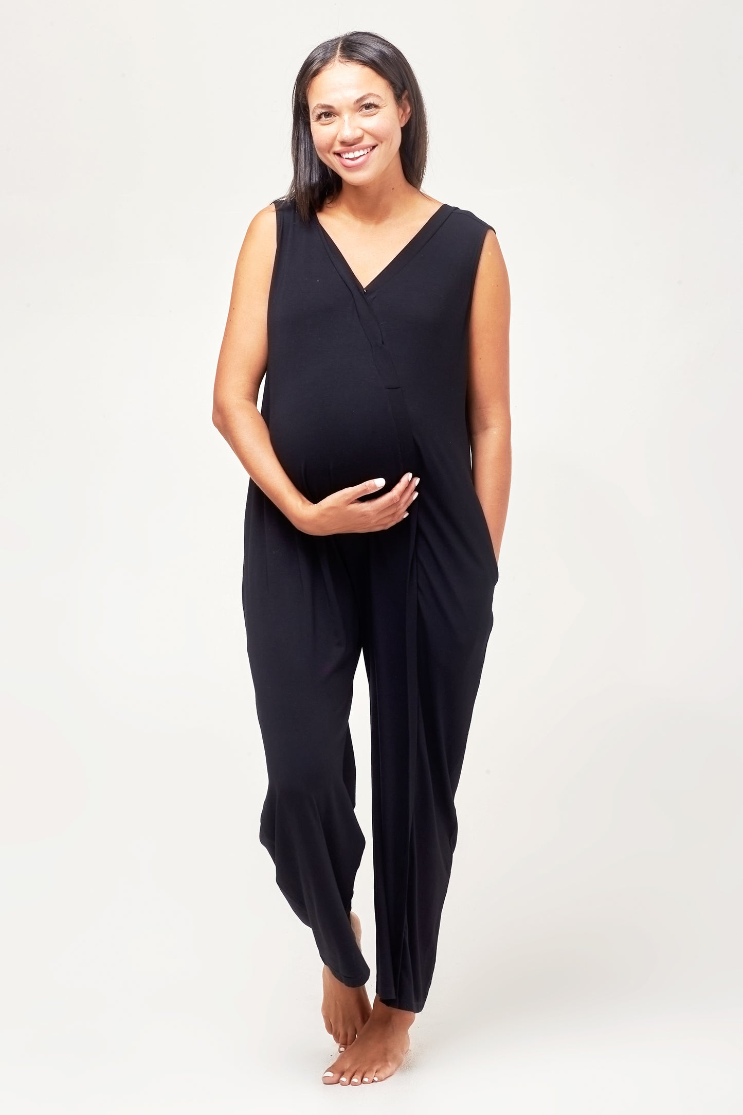 Umstands-und Still-Jumpsuit aus Bambus-Viskose
