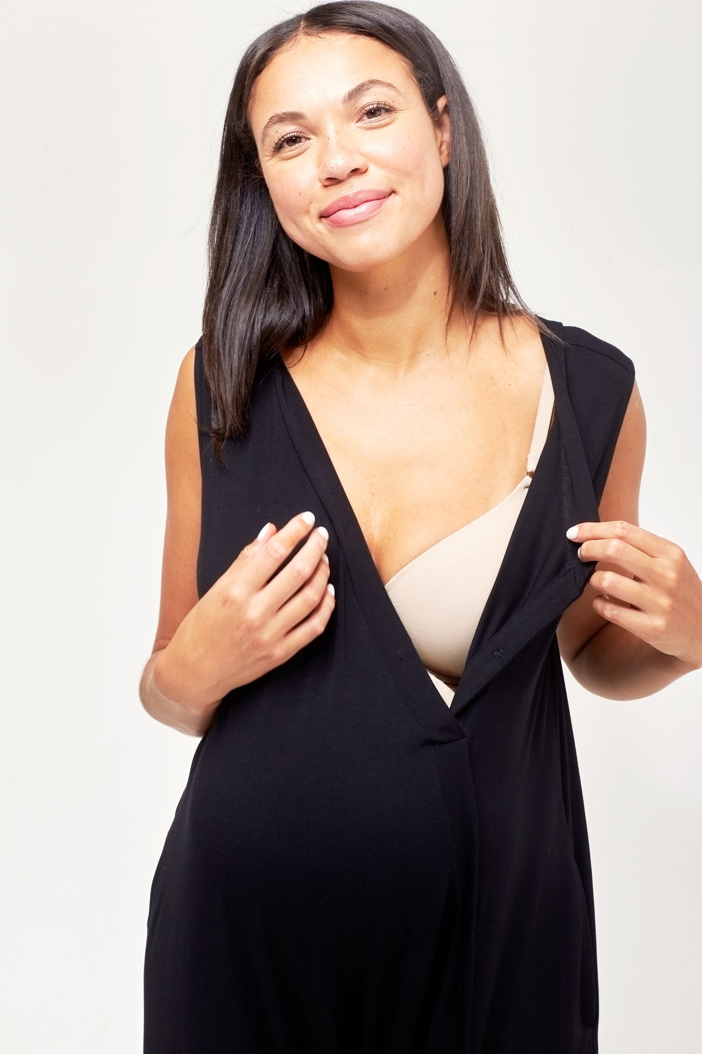 Umstands-und Still-Jumpsuit aus Bambus-Viskose