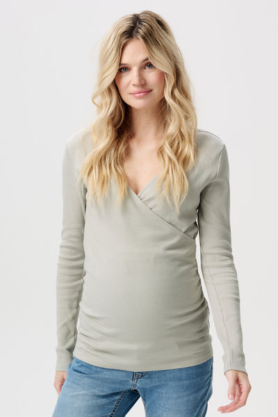Organic Umstands- und Stillshirt mit Rippstruktur salbei