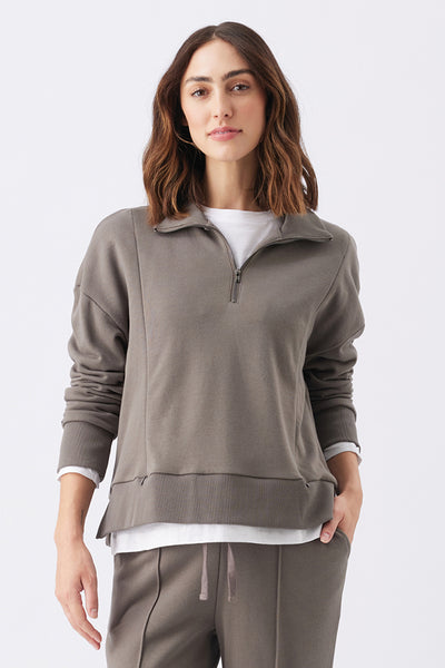 Umstands-Sweater mit Still-Reißverschlußöffnungen im Troyer Look steingrau