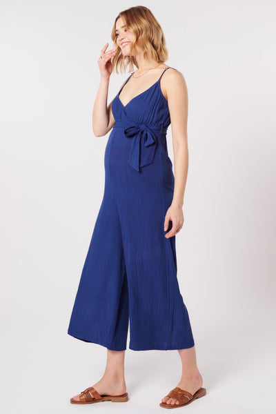 Umstands- und Still-Jumpsuit mit Bindegürtel navy