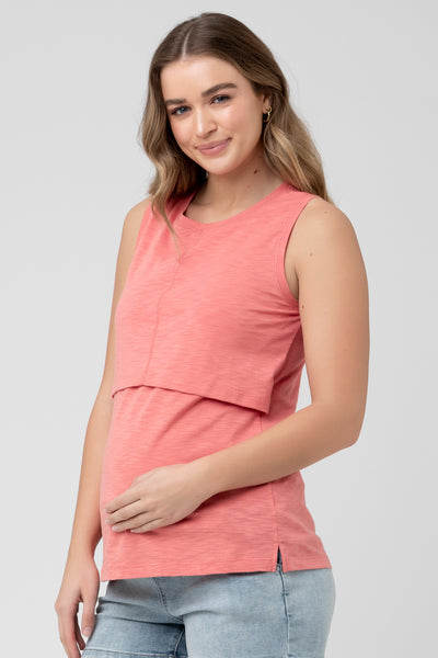 Maternity and nursing tank top, coral