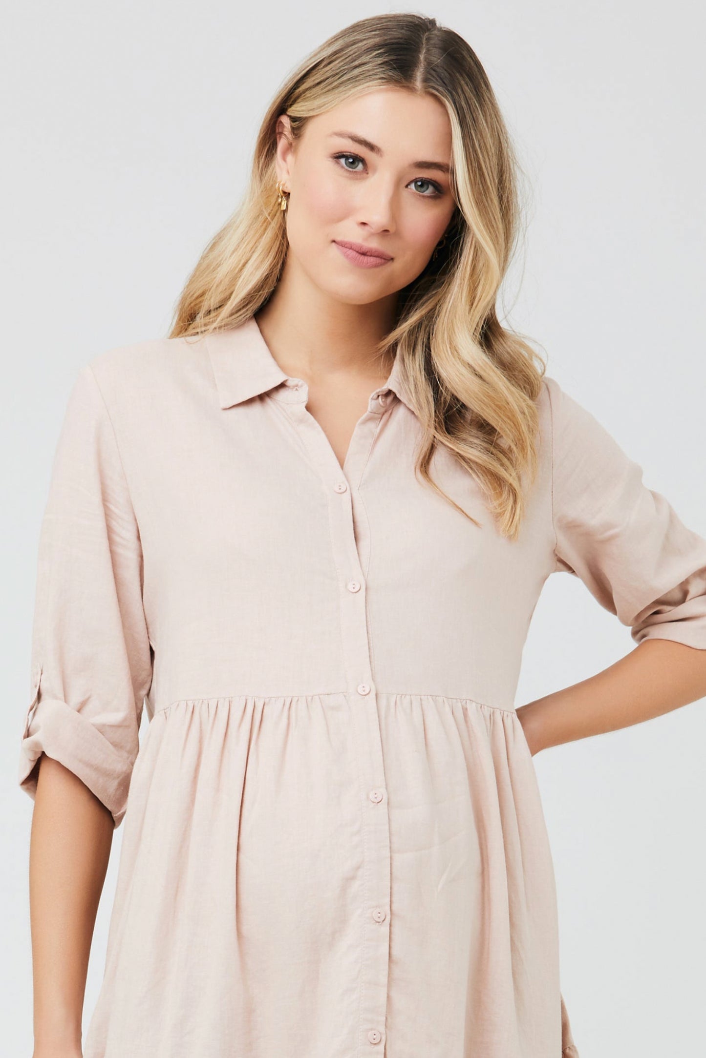 Umstands- und Still-Tunikakleid mit Knopfleiste peach