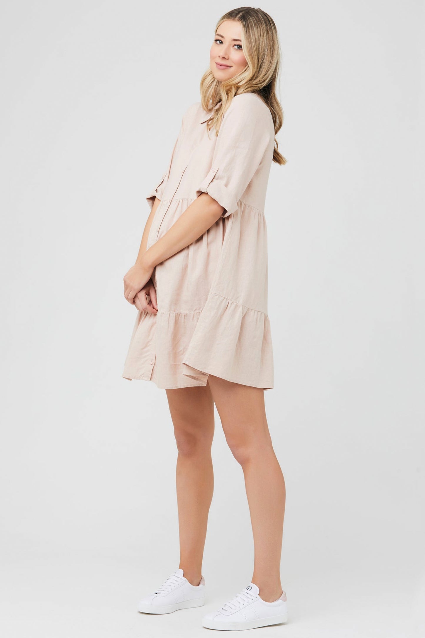 Umstands- und Still-Tunikakleid mit Knopfleiste peach