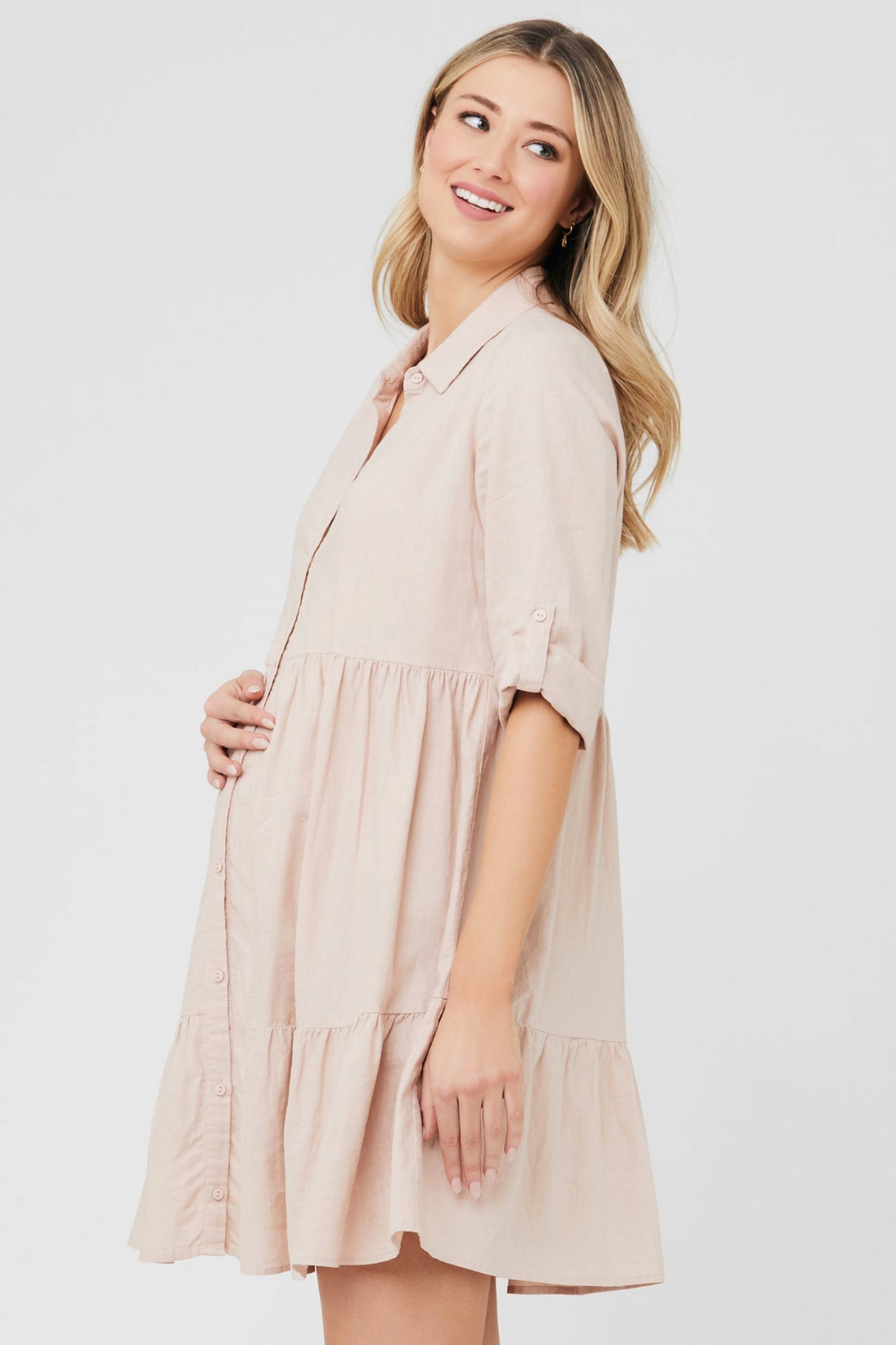 Umstands- und Still-Tunikakleid mit Knopfleiste peach