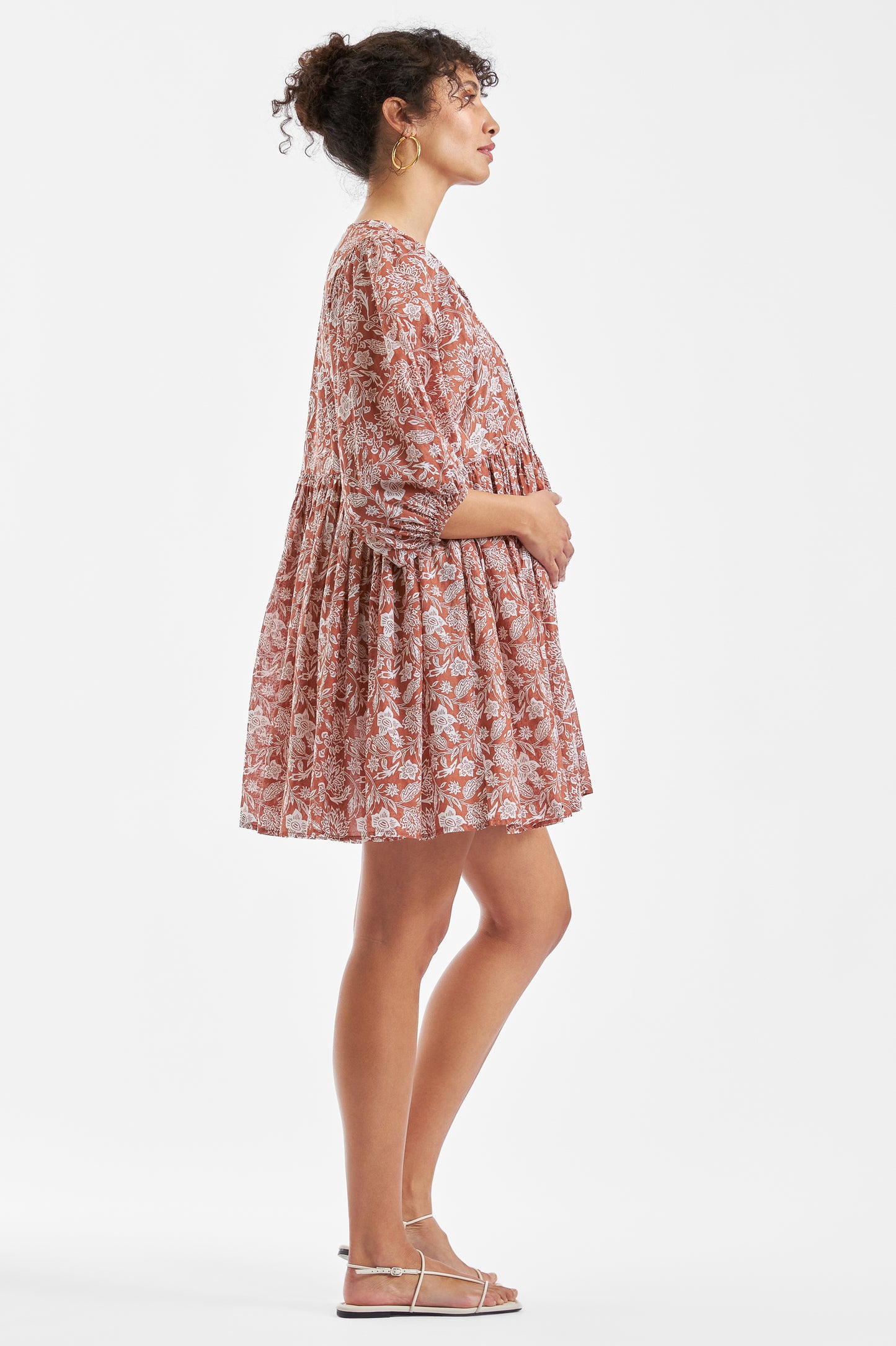 Umstands- und Still-Tunikakleid mit Quasten terracotta