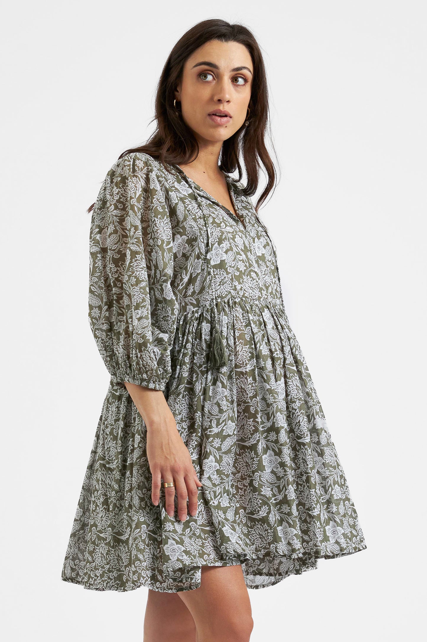 Umstands- und Still-Tunikakleid mit Quasten khaki