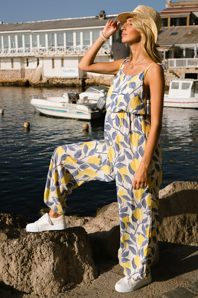 Umstands-und Still-Jumpsuit mit Zitronen Print