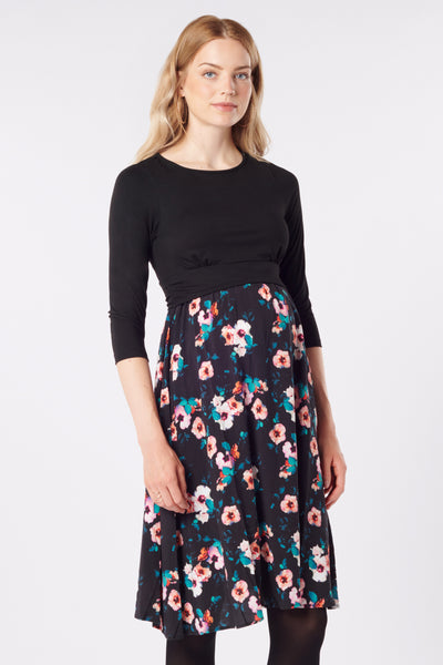 Umstands- und Stillkleid mit Midnight Flower Print