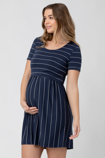 Umstands- und Stillkleid navy/weiß gestreift