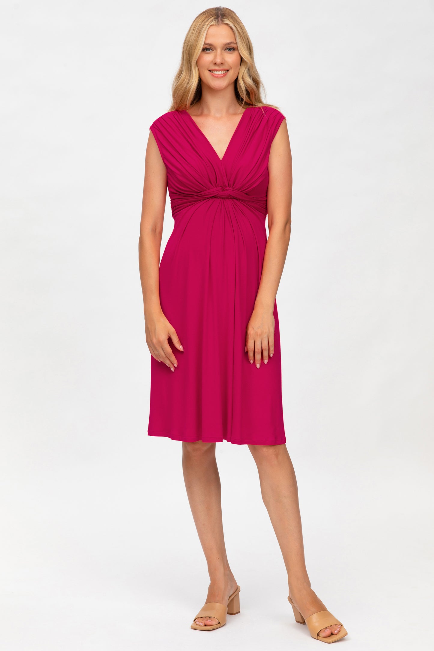 Umstands- und Stillkleid mit Knotendetail berry