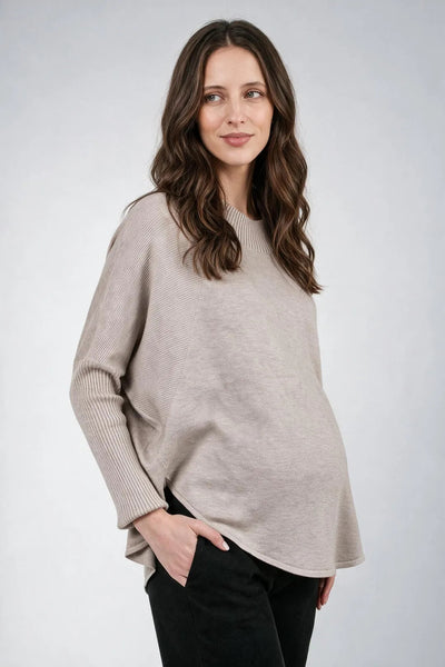 Umstands- und Stillpullover mit Rundsaum beige