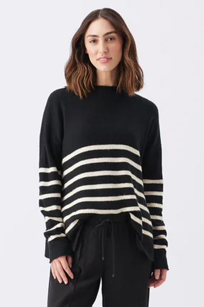 Maternity and nursing sweater with stripes, black/vanilla