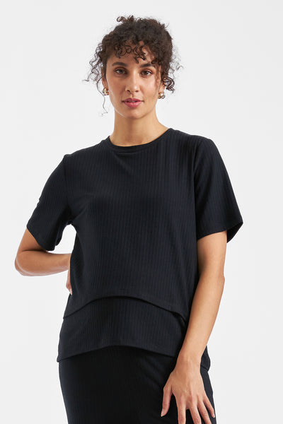 Ribb Double Layer Umstands- und Stillshirt schwarz
