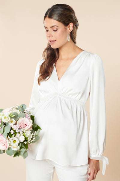 Umstandsbluse mit Schleifenmanschetten