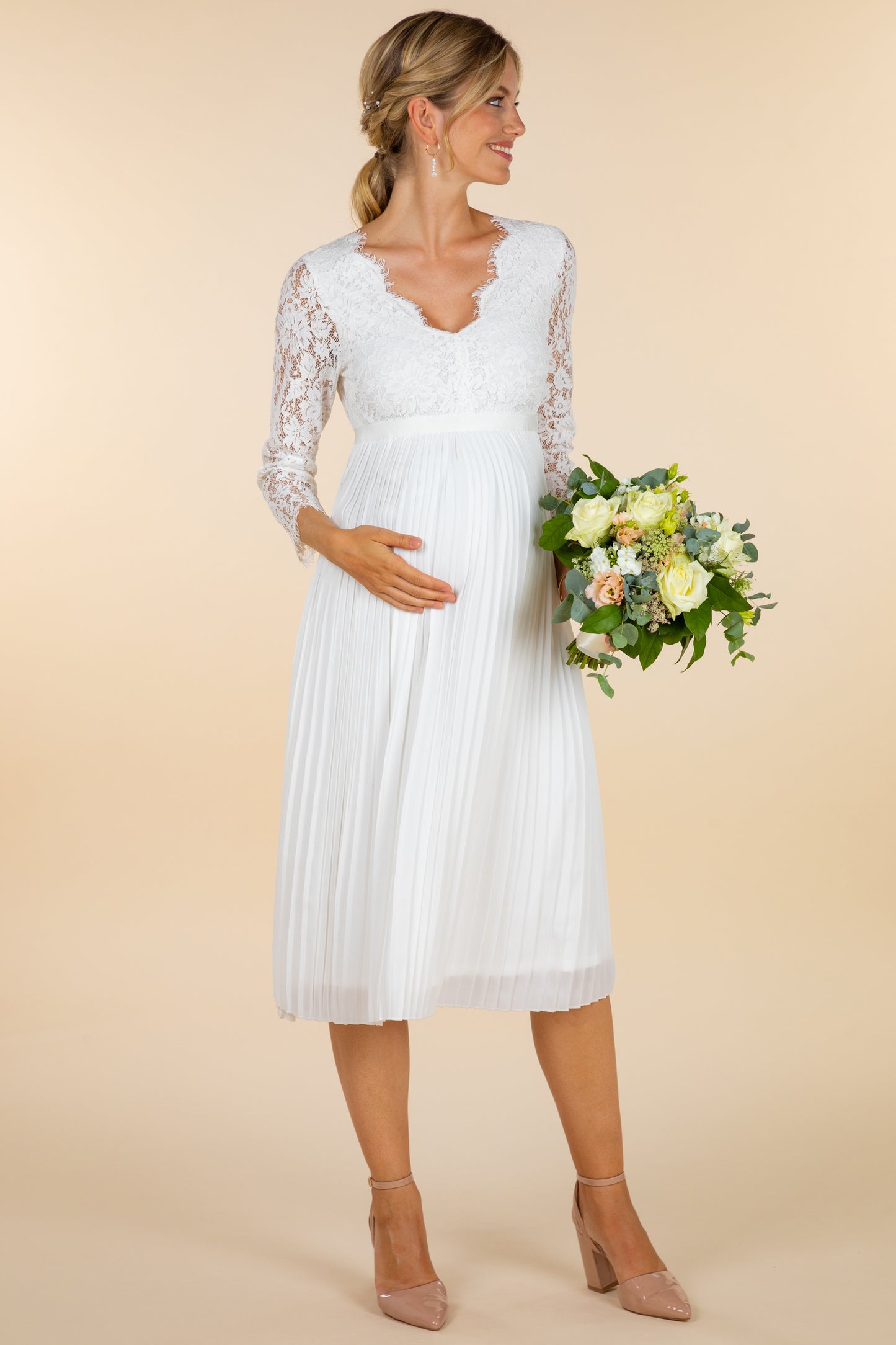 short wedding dresses for pregnant women Alya Silk Maternity Wedding Dress (Short)