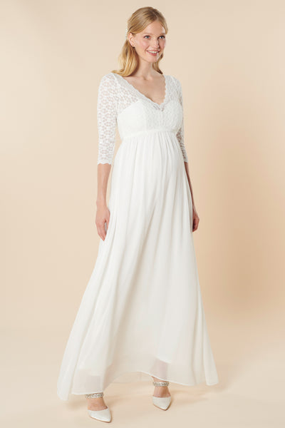 Maternity bridal gown with sweetheart neckline