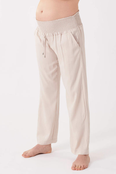 Umstandshose mit gesmoktem Bund beige