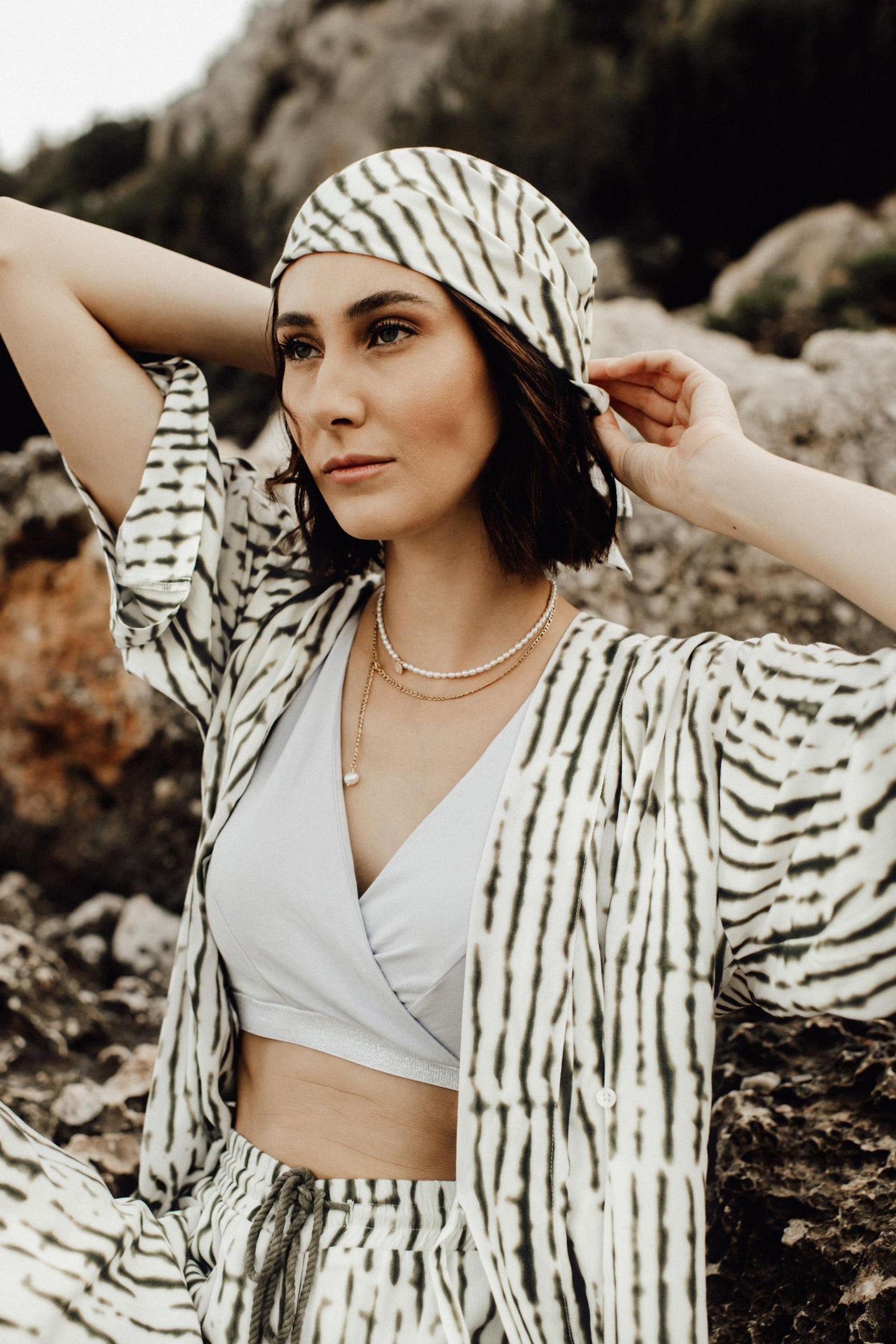 Umstandskimono mit Batik Print