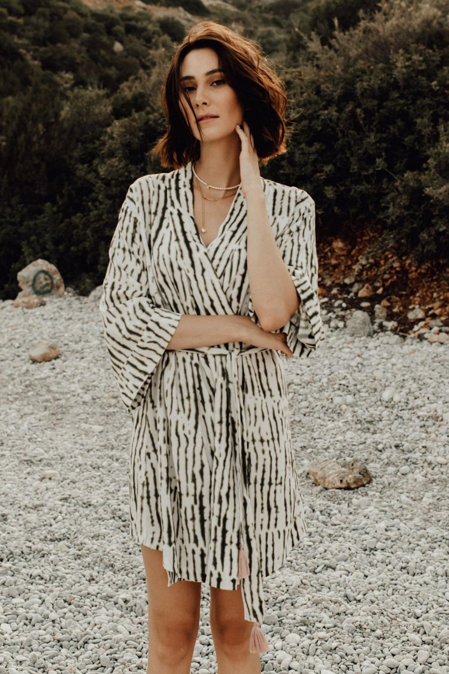 Umstandskimono mit Batik Print