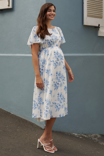 Maternity dress with bow detail at the back, floral print