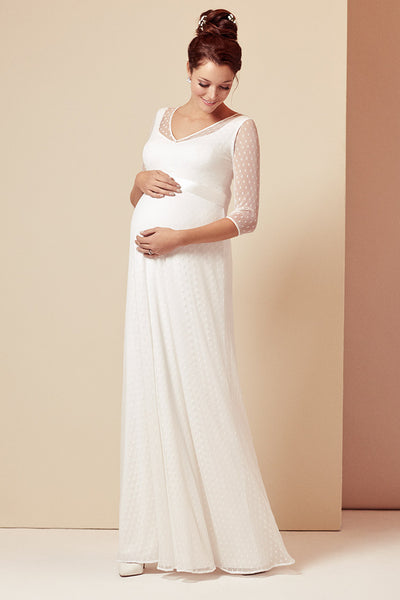 Spitzen Umstandsbrautkleid mit Pünktchen
