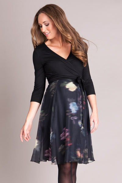 Maternity and nursing dress with short floral skirt